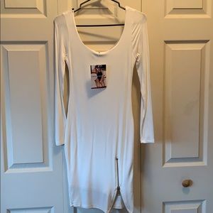 Naked Wardrobe white long sleeve dress